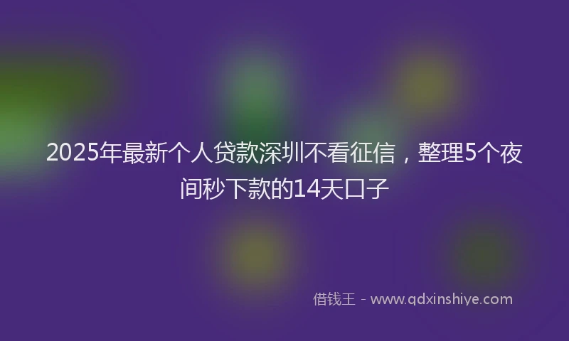 2025年最新个人贷款深圳不看征信，整理5个夜间秒下款的14天口子