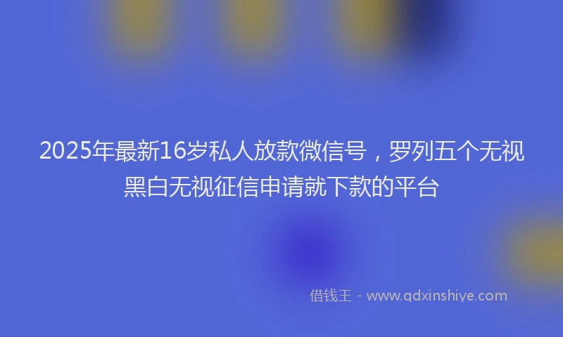 2025年最新16岁私人放款微信号，罗列五个无视黑白无视征信申请就下款的平台