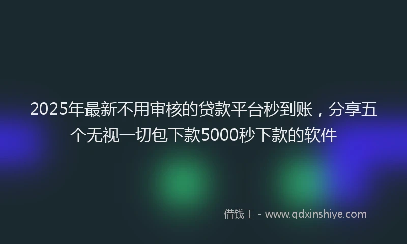 2025年最新不用审核的贷款平台秒到账，分享五个无视一切包下款5000秒下款的软件
