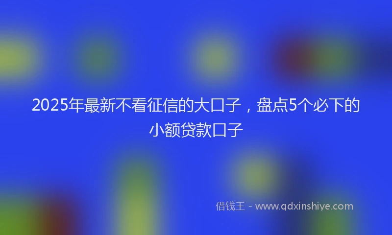 2025年最新不看征信的大口子，盘点5个必下的小额贷款口子