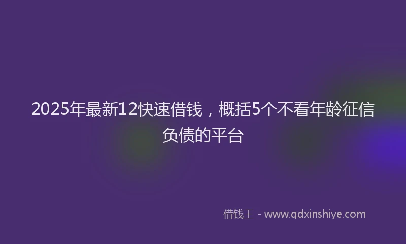 2025年最新12快速借钱，概括5个不看年龄征信负债的平台