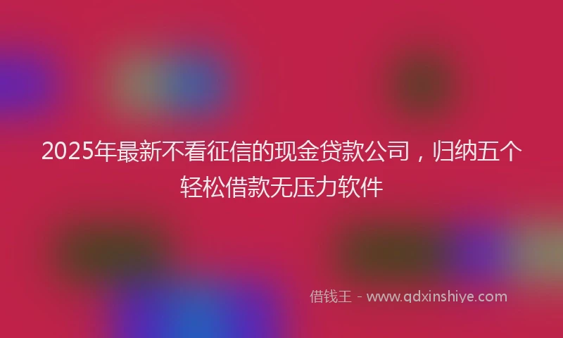2025年最新不看征信的现金贷款公司，归纳五个轻松借款无压力软件