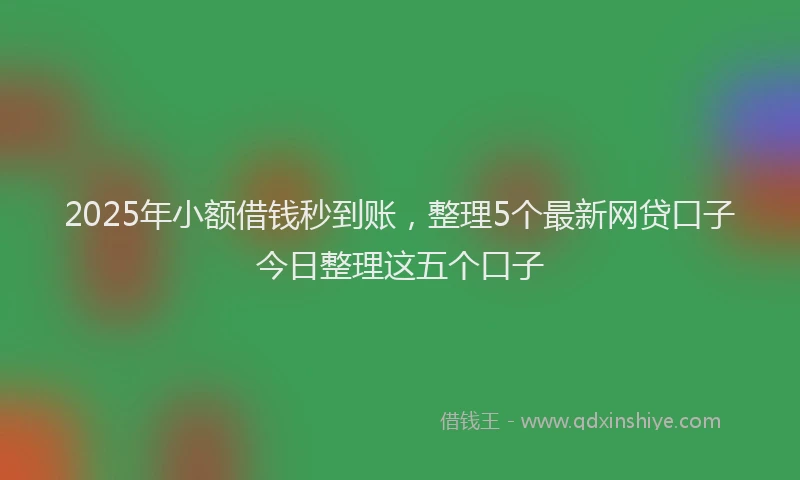 2025年小额借钱秒到账，整理5个最新网贷口子今日整理这五个口子