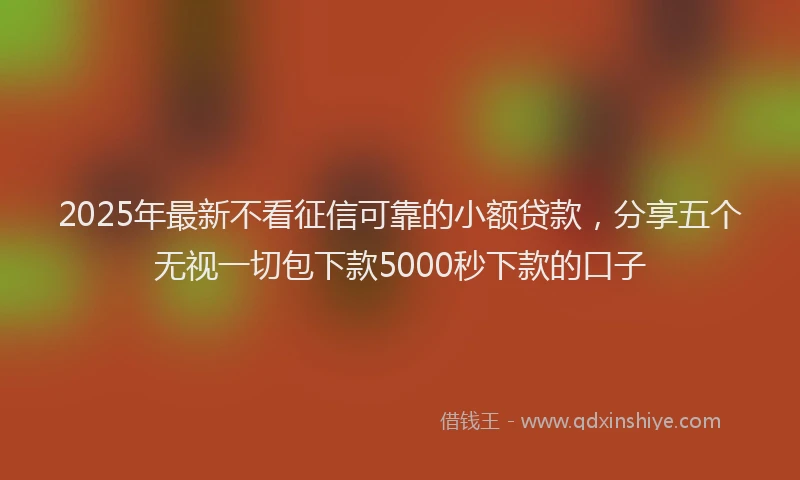 2025年最新不看征信可靠的小额贷款，分享五个无视一切包下款5000秒下款的口子