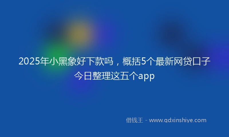 2025年小黑象好下款吗，概括5个最新网贷口子今日整理这五个app