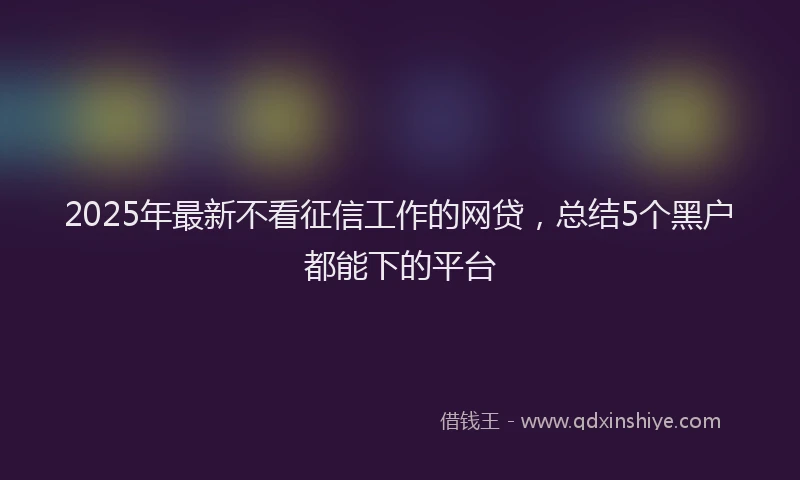 2025年最新不看征信工作的网贷，总结5个黑户都能下的平台
