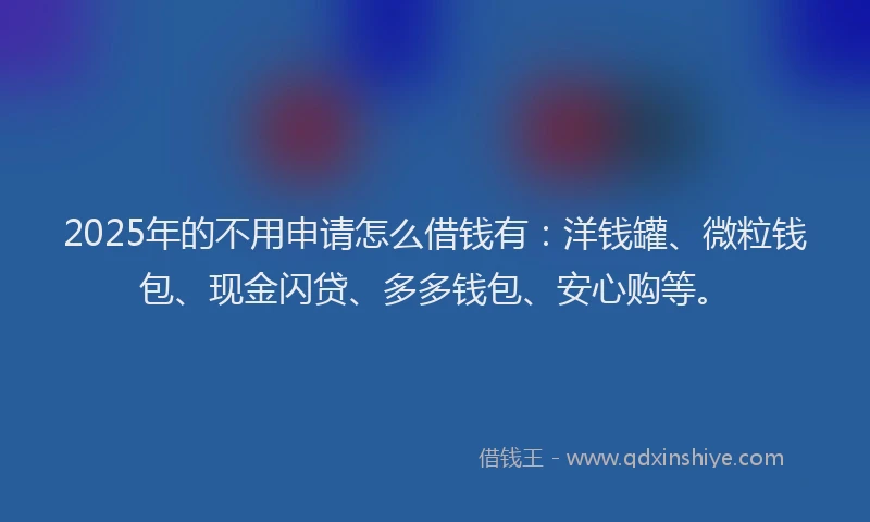 2025年的不用申请怎么借钱有：洋钱罐、微粒钱包、现金闪贷、多多钱包、安心购等。