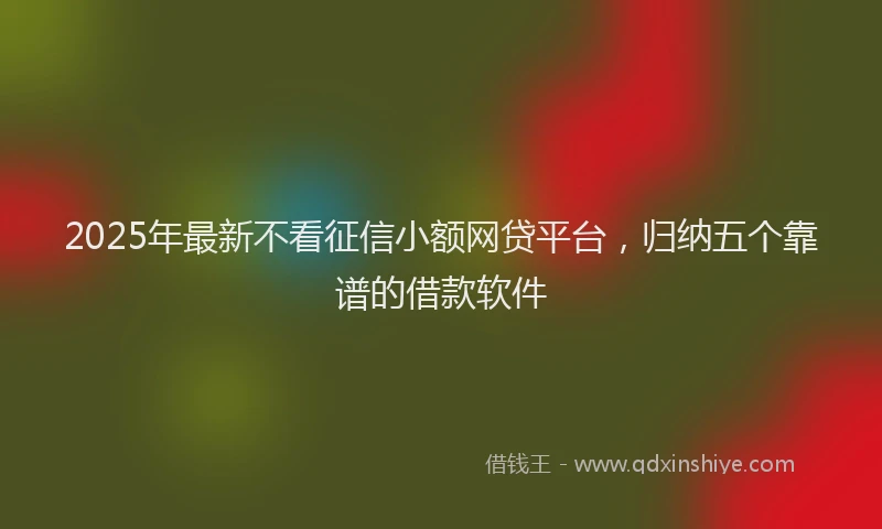2025年最新不看征信小额网贷平台，归纳五个靠谱的借款软件