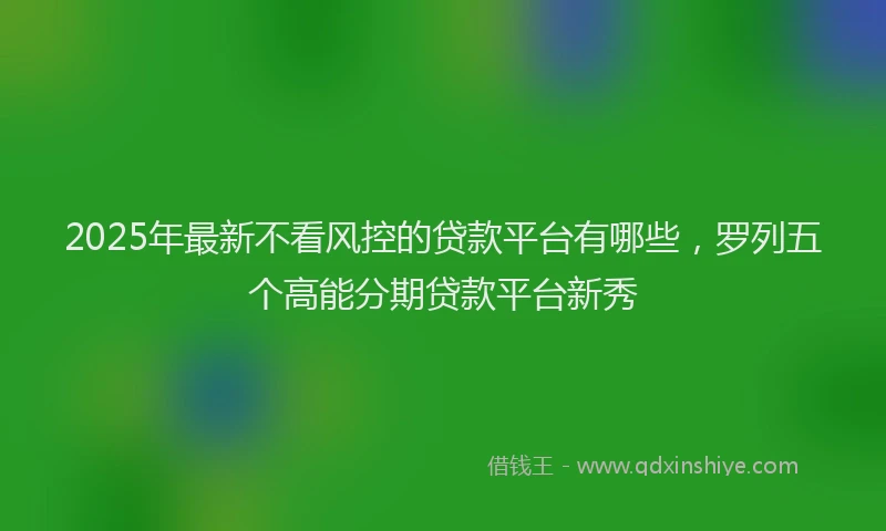 2025年最新不看风控的贷款平台有哪些，罗列五个高能分期贷款平台新秀