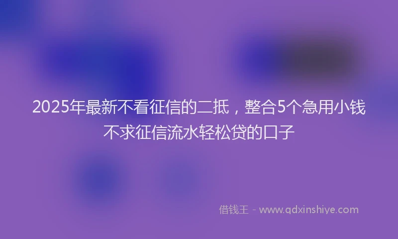2025年最新不看征信的二抵，整合5个急用小钱不求征信流水轻松贷的口子