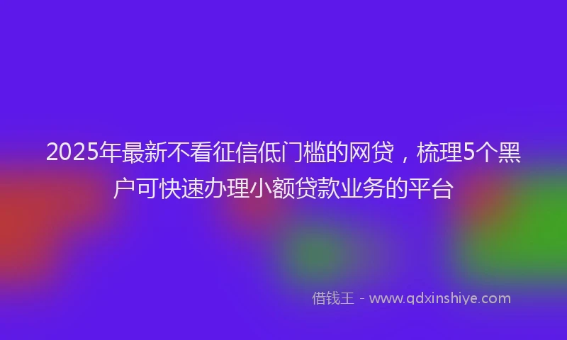 2025年最新不看征信低门槛的网贷，梳理5个黑户可快速办理小额贷款业务的平台
