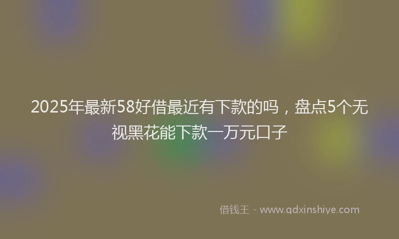2025年最新58好借最近有下款的吗，盘点5个无视黑花能下款一万元口子