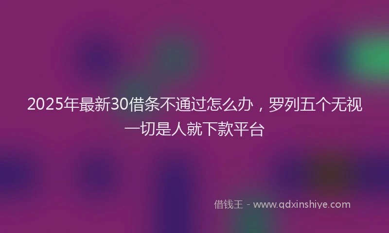 2025年最新30借条不通过怎么办，罗列五个无视一切是人就下款平台