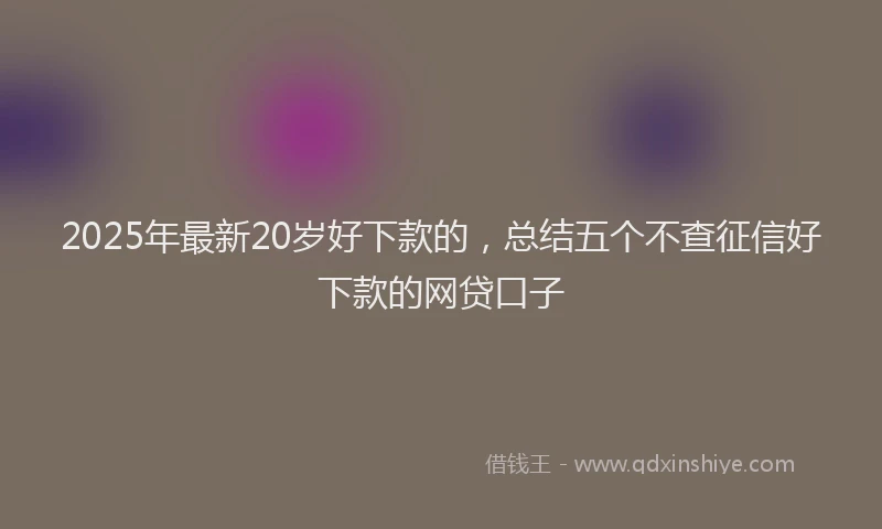 2025年最新20岁好下款的，总结五个不查征信好下款的网贷口子