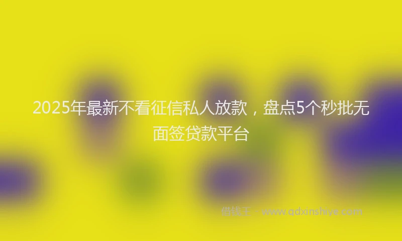 2025年最新不看征信私人放款，盘点5个秒批无面签贷款平台