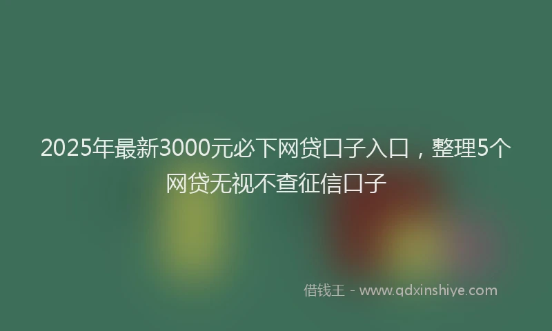 2025年最新3000元必下网贷口子入口，整理5个网贷无视不查征信口子