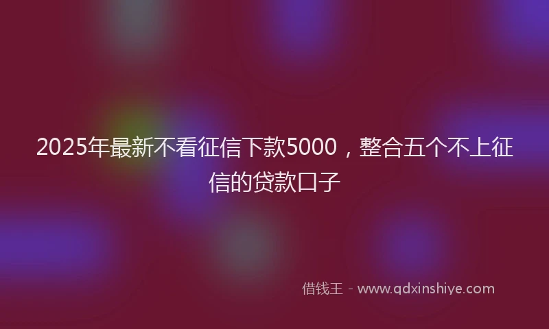 2025年最新不看征信下款5000，整合五个不上征信的贷款口子