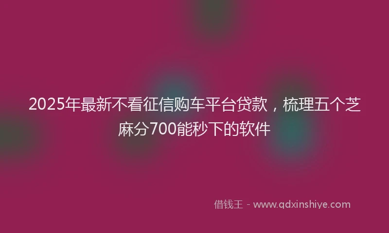 2025年最新不看征信购车平台贷款，梳理五个芝麻分700能秒下的软件