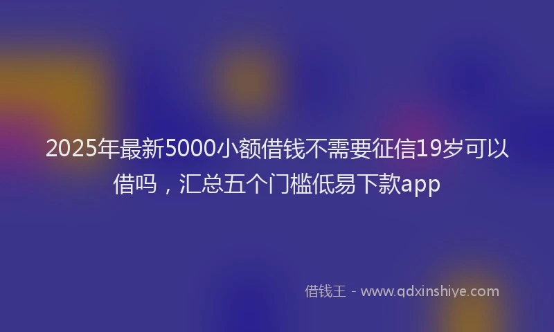 2025年最新5000小额借钱不需要征信19岁可以借吗，汇总五个门槛低易下款app