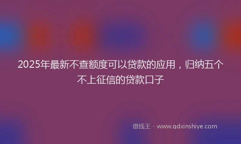 2025年最新不查额度可以贷款的应用，归纳五个不上征信的贷款口子