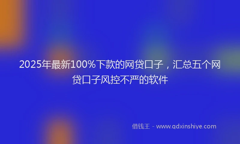 2025年最新100%下款的网贷口子，汇总五个网贷口子风控不严的软件