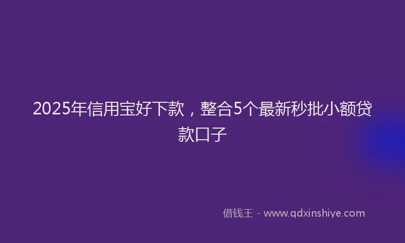 2025年信用宝好下款，整合5个最新秒批小额贷款口子