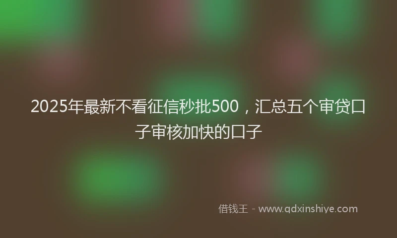 2025年最新不看征信秒批500，汇总五个审贷口子审核加快的口子