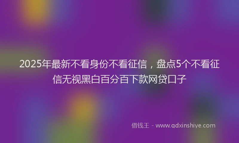 2025年最新不看身份不看征信，盘点5个不看征信无视黑白百分百下款网贷口子