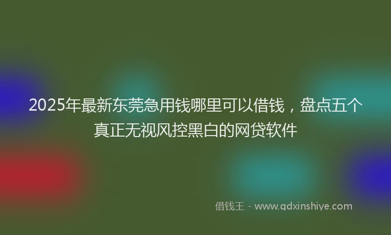 2025年最新东莞急用钱哪里可以借钱，盘点五个真正无视风控黑白的网贷软件