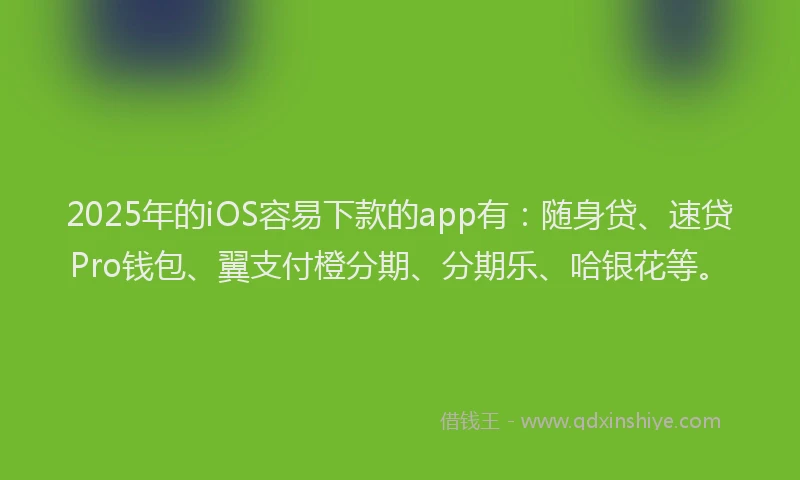 2025年的iOS容易下款的app有：随身贷、速贷Pro钱包、翼支付橙分期、分期乐、哈银花等。