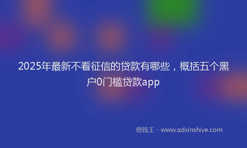 2025年最新不看征信的贷款有哪些，概括五个黑户0门槛贷款app