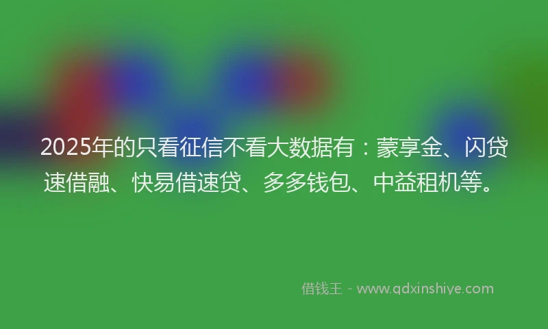 2025年的只看征信不看大数据有：蒙享金、闪贷速借融、快易借速贷、多多钱包、中益租机等。