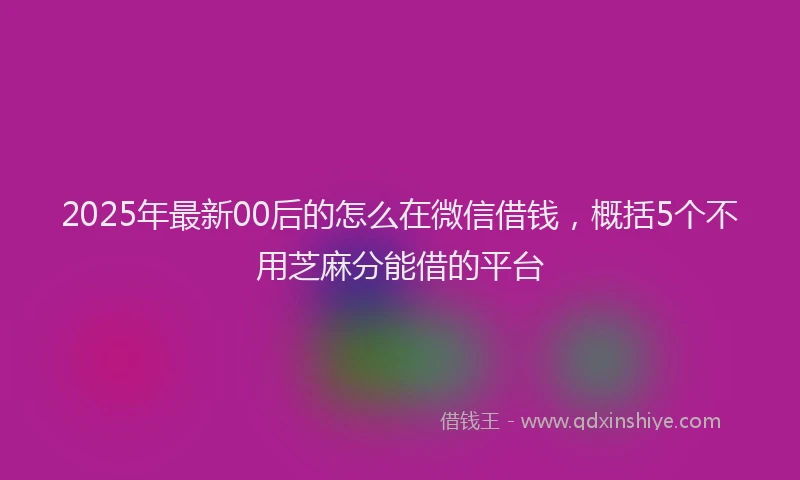 2025年最新00后的怎么在微信借钱，概括5个不用芝麻分能借的平台
