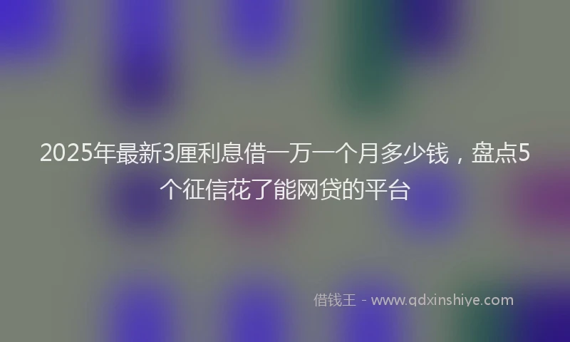 2025年最新3厘利息借一万一个月多少钱，盘点5个征信花了能网贷的平台