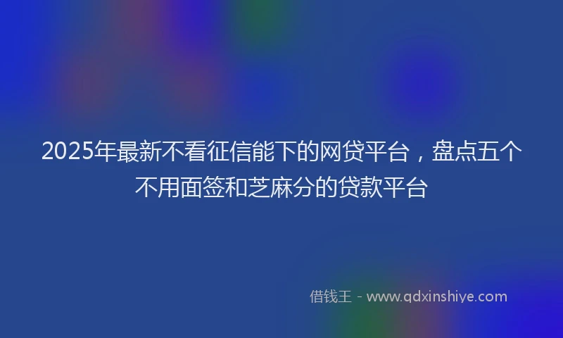 2025年最新不看征信能下的网贷平台，盘点五个不用面签和芝麻分的贷款平台