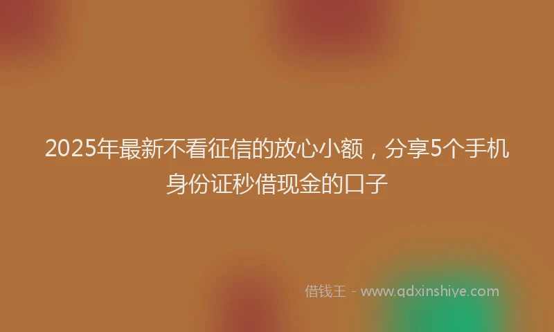 2025年最新不看征信的放心小额，分享5个手机身份证秒借现金的口子