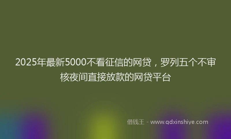 2025年最新5000不看征信的网贷，罗列五个不审核夜间直接放款的网贷平台