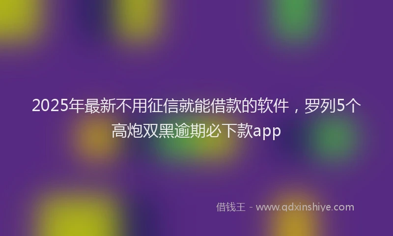 2025年最新不用征信就能借款的软件，罗列5个高炮双黑逾期必下款app