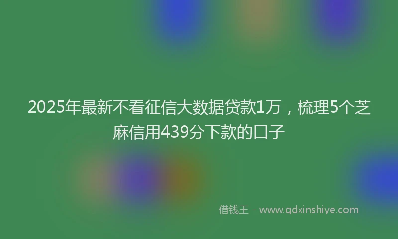 2025年最新不看征信大数据贷款1万，梳理5个芝麻信用439分下款的口子