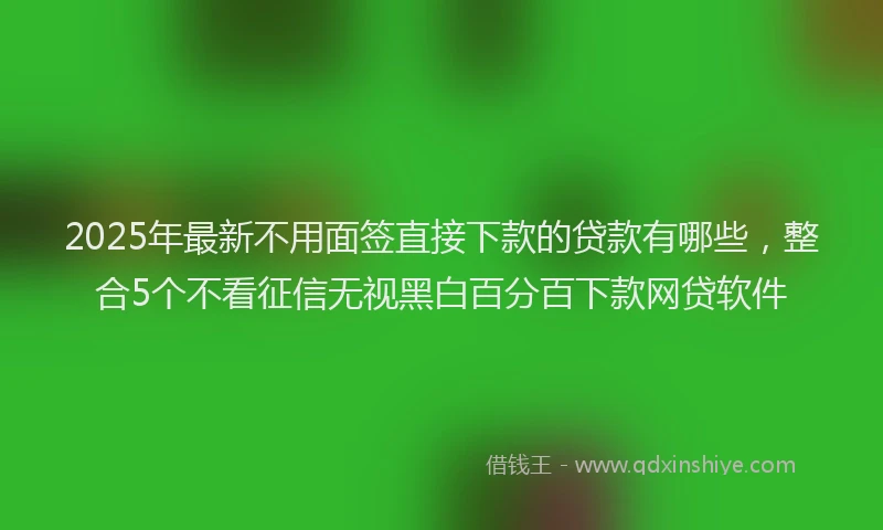 2025年最新不用面签直接下款的贷款有哪些，整合5个不看征信无视黑白百分百下款网贷软件