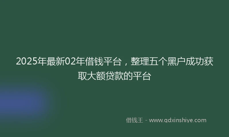 2025年最新02年借钱平台，整理五个黑户成功获取大额贷款的平台