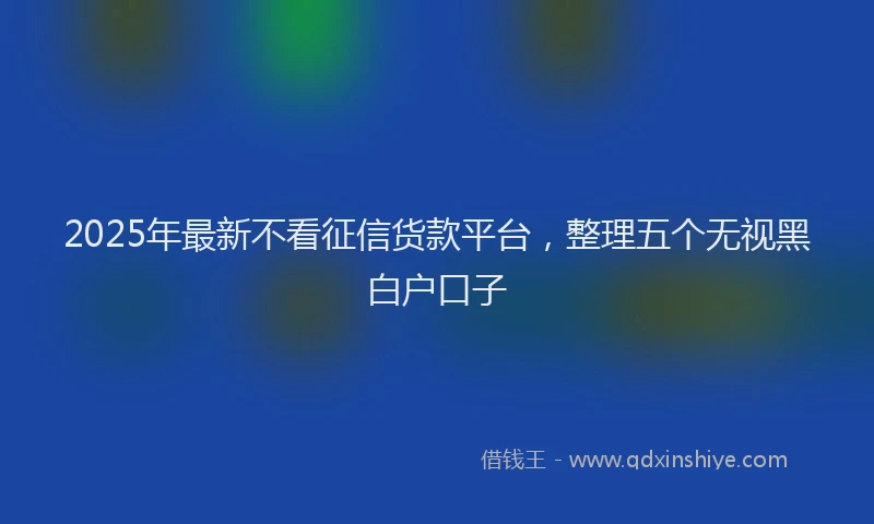 2025年最新不看征信货款平台，整理五个无视黑白户口子