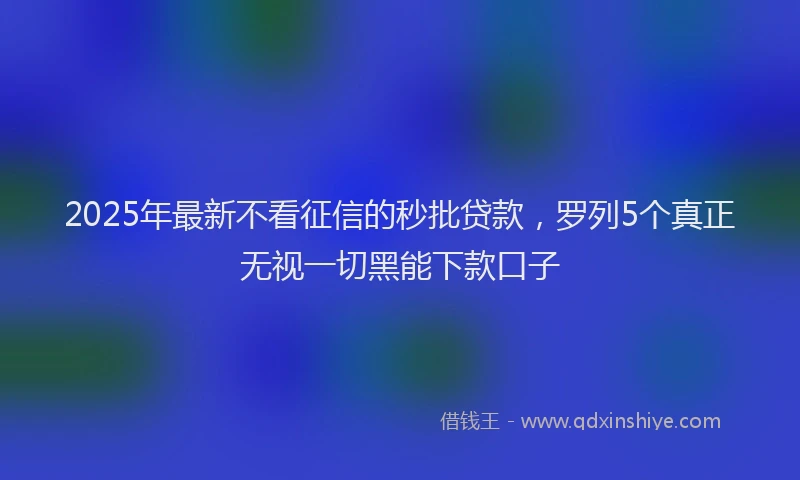 2025年最新不看征信的秒批贷款，罗列5个真正无视一切黑能下款口子