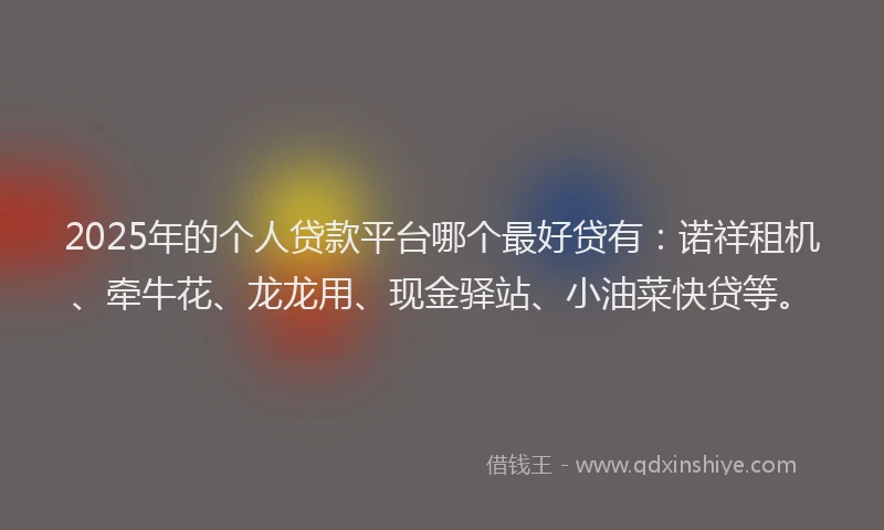 2025年的个人贷款平台哪个最好贷有：诺祥租机、牵牛花、龙龙用、现金驿站、小油菜快贷等。