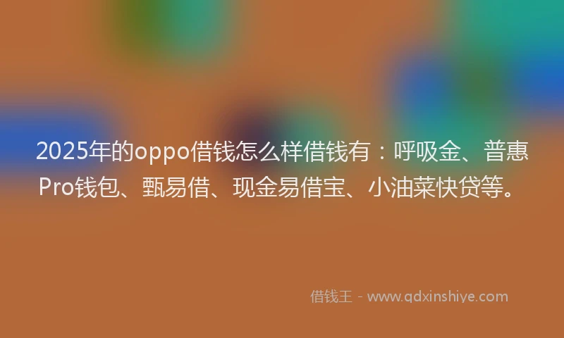 2025年的oppo借钱怎么样借钱有：呼吸金、普惠Pro钱包、甄易借、现金易借宝、小油菜快贷等。