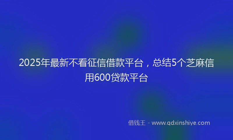 2025年最新不看征信借款平台，总结5个芝麻信用600贷款平台