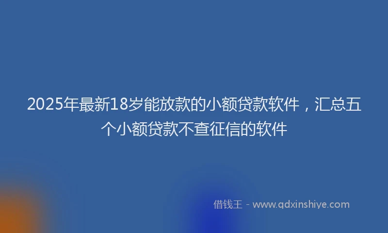 2025年最新18岁能放款的小额贷款软件，汇总五个小额贷款不查征信的软件