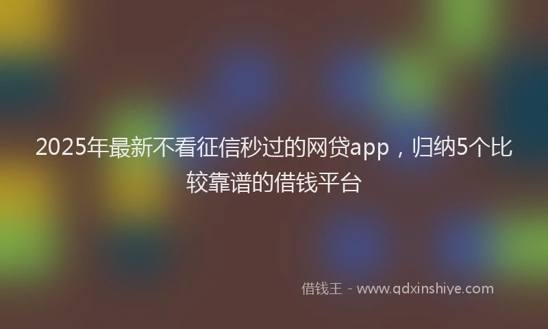 2025年最新不看征信秒过的网贷app，归纳5个比较靠谱的借钱平台