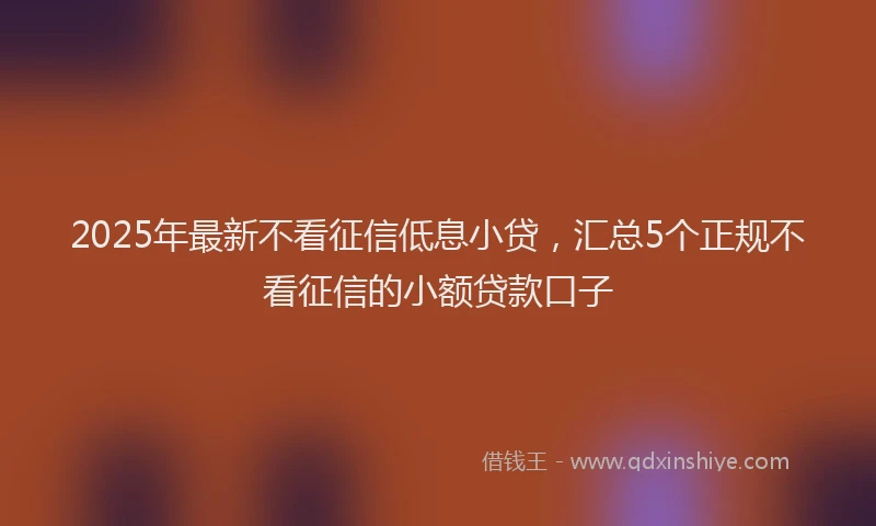 2025年最新不看征信低息小贷，汇总5个正规不看征信的小额贷款口子
