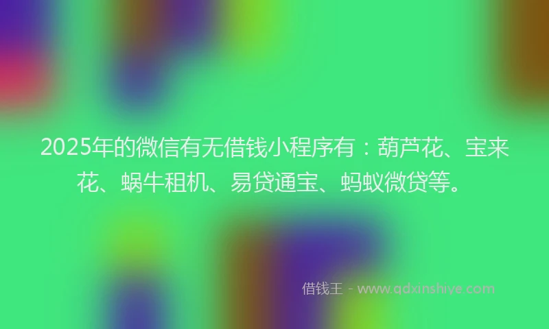 2025年的微信有无借钱小程序有：葫芦花、宝来花、蜗牛租机、易贷通宝、蚂蚁微贷等。